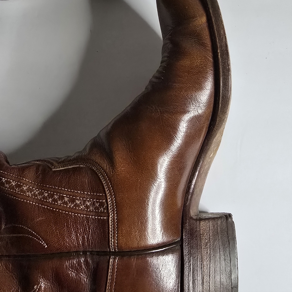 Lucchese Chestnut Brown Leather Western Cowboy Boots - Picture 8 of 15
